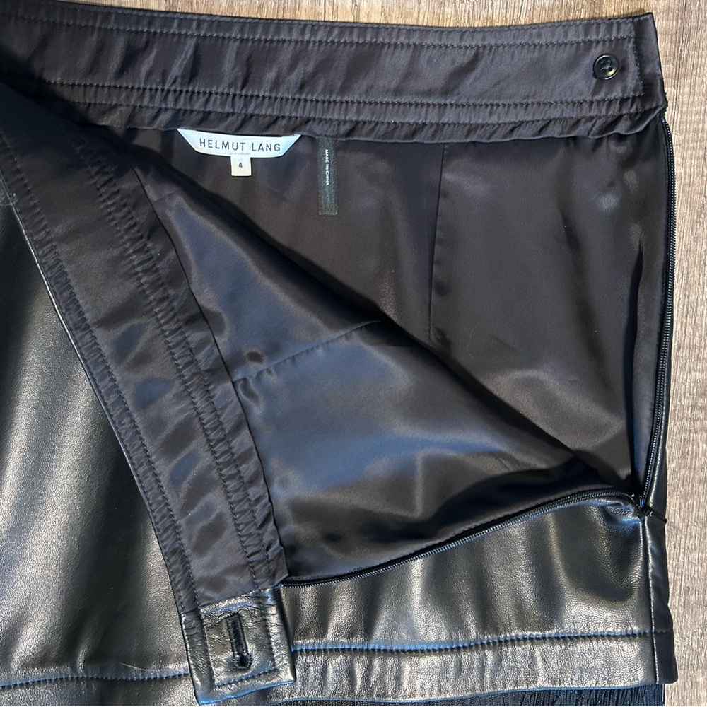 Rare Helmut Lang Leather and Fringe Asymmetrical Black Skirt Iconic - Picture 6 of 10